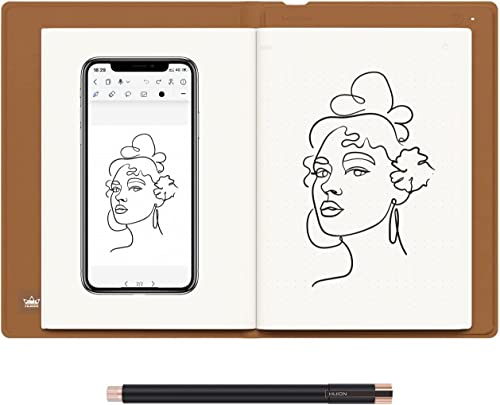 HUION Note Smart Notebook Writing Pad, Bluetooth 5.0, 8192 Pressure Levels, Note-taking & Sketching, Android/iOS/Windows/macOS/Linux, Brown, 7.35×5.5 inch