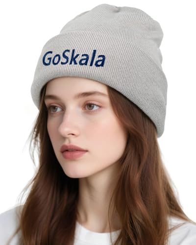 GoSkala Classic Knit Beanie - Warm Unisex Winter Hat for Men/Women, Silver Grey