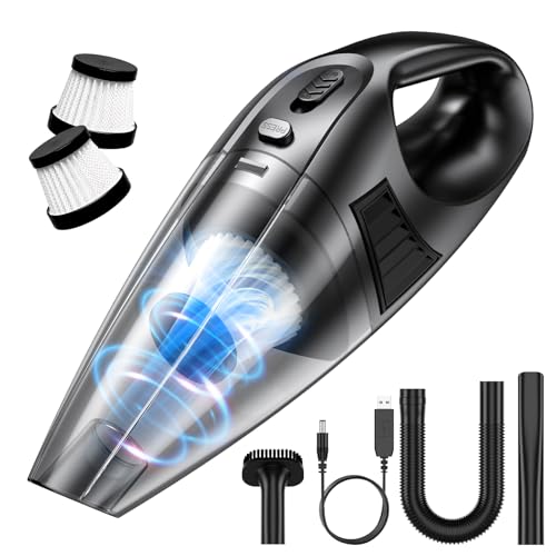 Portable Cordless Handheld Vacuum: Powerful 120W Motor, 9000Pa Suction, 3600mAh Battery, 3 Nozzles, Washable Filters - Car & Home
