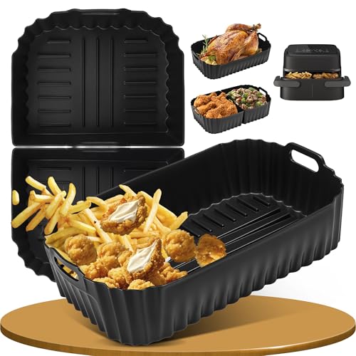 Ninipie Air Fryer Silicone Liners for Philips Dual Basket - 3PCS Reusable Plat Mould - Flexi Draw Airfryer Liners