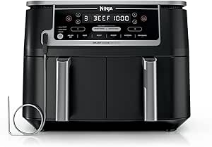 Ninja 10 Quart DualZone XL Air Fryer, 2 Baskets, Smart Thermometer, Cook & Finish - Roast, Dehydrate & More