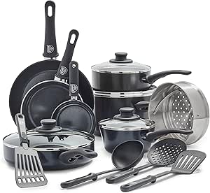GreenLife Nonstick Cookware Set: 16-Piece Ceramic Pots & Pans, Dishwasher Safe, Oven Safe, Stay-Cool Handles, Black