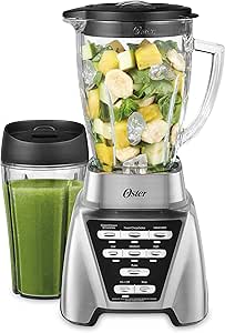 Oster Pro 1200 Blender: Glass Jar, 24oz Cup, 7 Speeds, 1200W Power