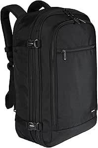 Amazon Basics Travel Backpack 40L, Laptop Compartment, Expandable, Dual Use, Black