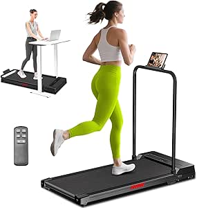 Foldable Walking Pad Treadmill with Handle Bar, Remote Control