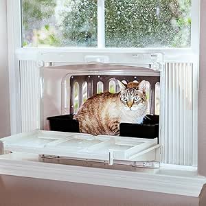VistaLoo Window Catio & Litter Box for Cats: Outdoor Freedom, Odor-Free, Easy Clean, All-Weather Comfort, Space-Saving, USA Made