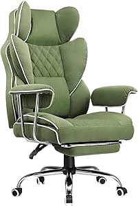 COMHOMA Big & Tall Leather Gaming Chair with Footrest - Ergonomic Executive Office Chair, Pocket Spring Lumbar Support