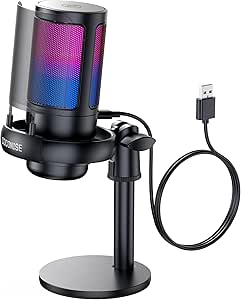 Brand USB Gaming Mic for Podcasts & Streaming Videos, Condenser Mic with Quick Mute, RGB Indicator, Shock Mount