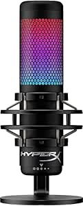HyperX QuadCast S USB Condenser Mic for PC, PS4/5, Mac - RGB, Anti-Vibration, 4 Polar Patterns, Pop Filter - Gaming, Streaming, Podcasts