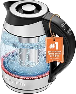 Chefman Glass Tea Kettle: Temperature Control, 5 Presets, LED Lights