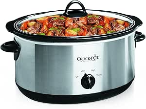 Crock-Pot 7 Quart Oval Slow Cooker, Stainless Steel, Versatile Cookware for Large Families & Entertaining