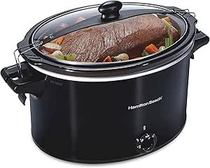 Hamilton Beach 10 Quart Slow Cooker, Portable with Lid Lock, Dishwasher Safe Crock - Black