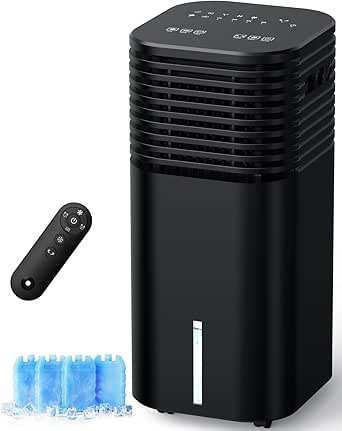 FANCOLE Portable Air Conditioner 4Modes 3Speeds 15H Timer 2Gal Tank 20H Cooling Evaporative Cooler 17 inch Remote 120° Swing