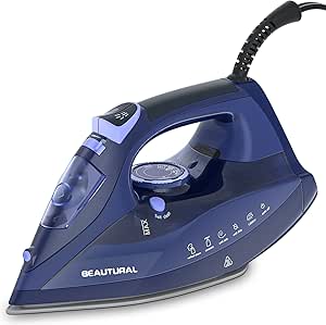 BEAUTURAL Steam Iron: Precision Thermostat, Ceramic Soleplate, Auto-Off, Self-Cleaning, Anti-Calcium, Anti-Drip