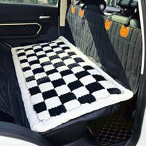 Deluxe Truck Plaid Dog Bed Mat for Car Back Seat, Non-Slip Pet Cover