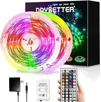 DAYBETTER Waterproof LED Strip Lights Kit, Color Changing 300 LEDs, 32.8ft, Remote, Power Supply - Indoor/Outdoor