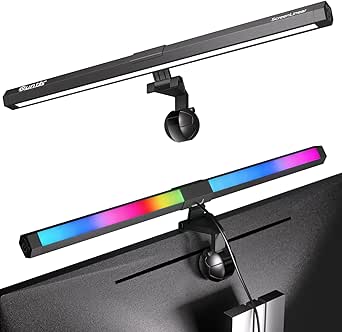 Quntis RGB Backlight Monitor Light Bar Desk Lamp, 15 Modes, Dimmable