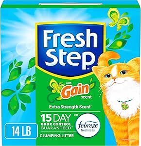 Fresh Step Clumping Litter, Febreze Freshness, Low-Dust, Ammonia Block, 14lb