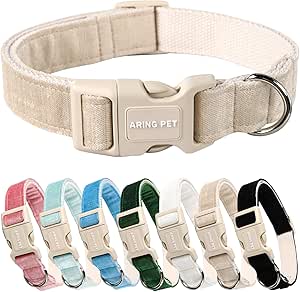 ARING PET Soft Cotton Dog Collar for Small to Large Dogs - Lightweight & Comfortable with Quick Release Buckle