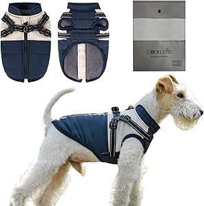 CozyPaws Waterproof Dog Winter Coat with Harness for Small to Medium Dogs, Windproof Puffer Jacket for Puppies - Ideal for Dachshund, Frenchie, Corgi - Classic Blue