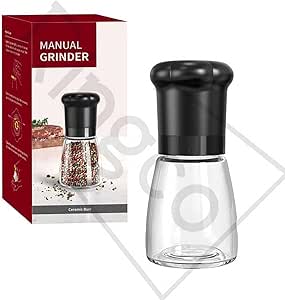 Chef's Refillable Salt & Pepper Grinder Set with Ceramic Blades - Adjustable Coarseness, BPA-Free Glass - 180ml