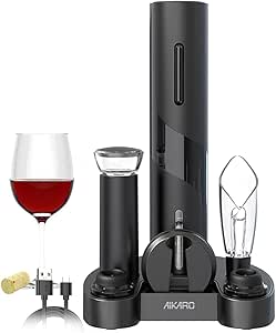 AIKARO Electric Wine Opener: Automatic Corkscrew, Rechargeable