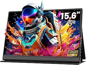 Ultra-Slim 15.6 Inch FHD Portable Monitor, Anti-Glare IPS, Dual Type-C HDMI, Built-in Speakers - Laptop PC Mac Phone PS4/5 Xbox