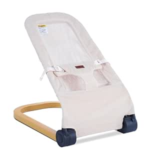 Portable Baby Bouncer Seat: 3 Heights, Ergonomic Design, Wood Grain Style, Natural Vibrations, Storage Bag - Ideal for 0-6 Months