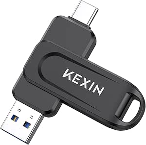 KEXIN 128GB USB C Memory Stick Swivel Flash Drive for Smartphone Tablet, Black