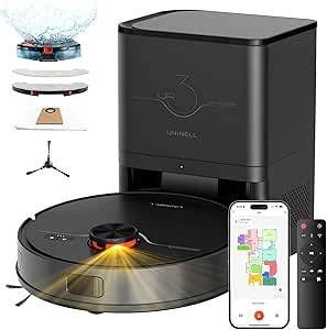 Uninell Robot Vacuum with Mop, 5000Pa Suction, Self-Empty, Lidar Navigation
