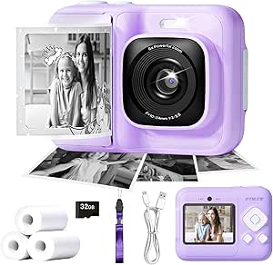 ETIKEZ Kids Instant Camera, 1080P for 4-10 Yr Olds, Purple
