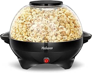 Yabano Popcorn Maker Machine 5L, Electric Stirring, Nonstick Plate, Quick-Heat, Cool Touch Handles, Less Fat - BLACK