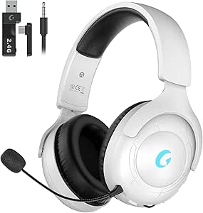 Rumoon Wireless Gaming Headset: 2.4GHz for PC PS5 PS4, Bluetooth Mic, 3D Sound, 45H Battery, Rotatable Headsets