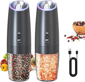 CIRCLE JOY Electric Salt & Pepper Grinder Set with LED Light