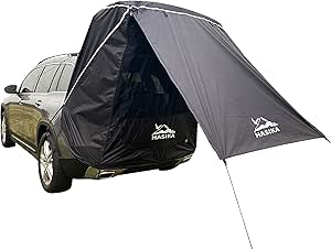 Hasika SUV Camping Tent Tailgate Awning with Screen Net, Waterproof 3000mm, UPF 50+, Black, Large