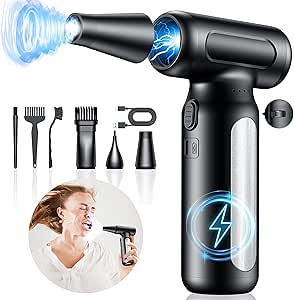 PowerCordless Air Blower Duster, USB Rechargeable Dust Cleaner - 3-Gear Adjustable for PC, Keyboard, House, Car