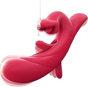 Rose 3-in-1 Clitoral Stimulator Vibrator for Women - 10 Tongue & 10 Flapping Modes - Rabbit Vibrators for Couples