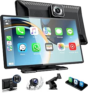 Volam Wireless Car Stereo 9 inch Screen, CarPlay & Android Auto, Dashcam, Navigation, Voice Assistant, Bluetooth, FM