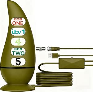 Green 2025 Indoor TV Aerial for Smart TV, Long Range Freeview Reception, Easy Installation - Supports 4K HD