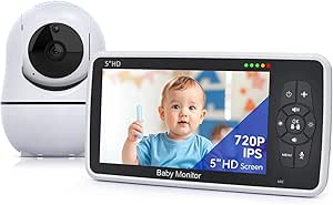 Babystar Baby Monitor: 720P HD Camera, 5" Display, 22hr Battery