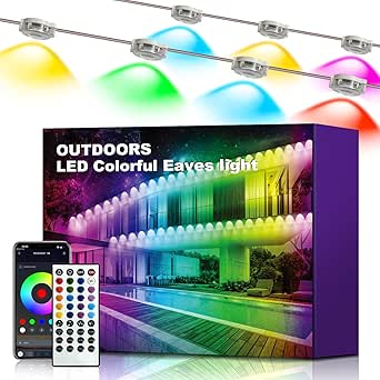 XINKAITE 17FT Smart RGB+IC Outdoor Lights - 16 Million Colors, IP67 Waterproof - App & Remote Control, Dynamic Modes for Holidays