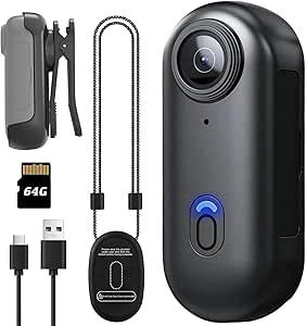 Mini Thumb Action Camera 1080P Wearable Hands-Free Recorder - Ideal for Vlogging, Motorcycle, Bike, Travel - 64GB Kit