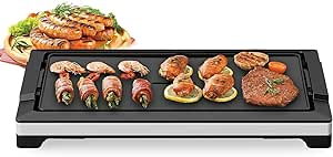 Brand Electric Indoor Griddle: Flat Top Grill, Fast Heat-Up BBQ, Large Nonstick Plate, Adjustable Temp, Dishwasher Safe, Black