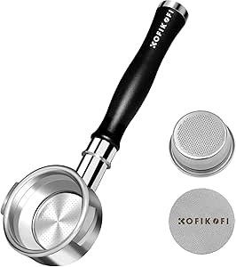 KOFIKOFI 58mm Bottomless Portafilter with Puck Screen - Espresso Naked Portafilter for E61, Flair 58 - Stainless Steel Basket
