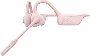 Wireless Open Ear Headphones with Mic, Noise Cancelling, Mute Button - aptX Support - Ideal for Home Office, Driving - Pink