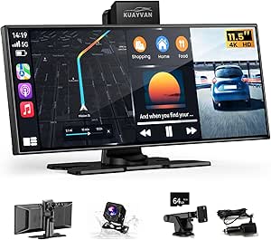 CarLink 11.5" Wireless CarPlay Screen, Android Auto, 4K Dash Cam, Voice Control