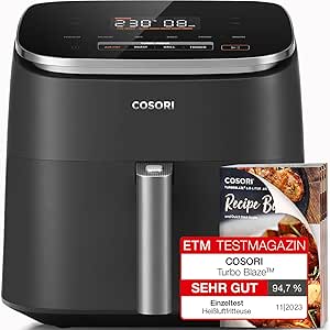 COSORI Air Fryer TurboBlaze: 6L Compact, 9 Functions, Fast & Energy-Saving, Quiet, 110+ Recipes, Oil-Free