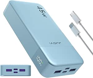 JUOVI 20000mAh Portable Charger, Fast Charging 4-Port Power Bank for Laptop, iPhone, Samsung - PD3.0 QC4.0 (Blue)