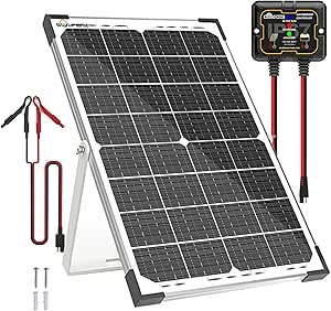 SOLPERK 30W Solar Battery Charger Maintainer + 10A MPPT Controller, Mount Bracket. Ideal for Car RV Boat Motorcycle, 12V Waterproof Panel Kit.