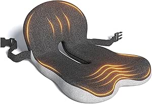 Memory Foam Seat Cushion for Long Sitting & Tailbone Pain Relief - Car, Office Chair, Lab & Airplane Use